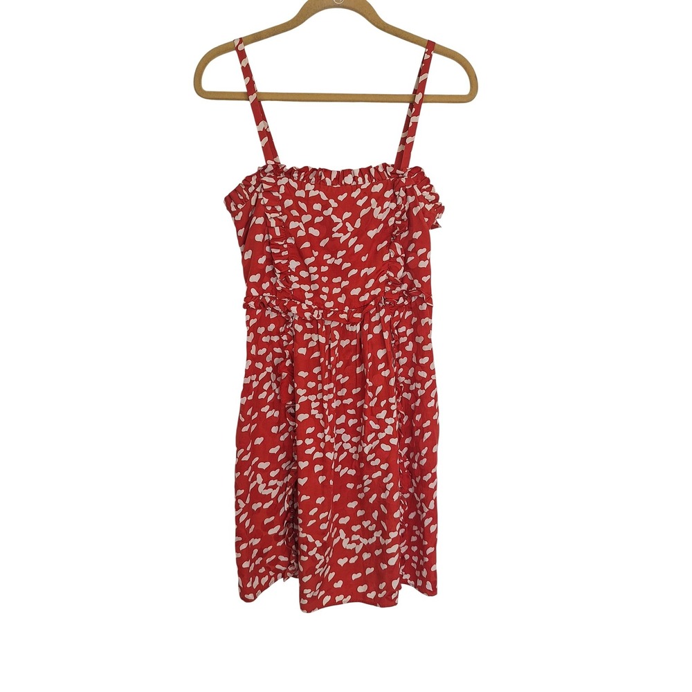 Marc by Marc Jacobs Red‎ Heart Print Ruffle Mini Dress - Size 8
